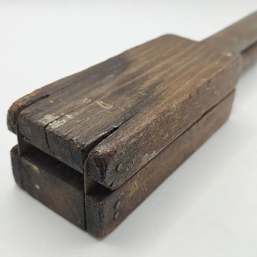 Antique Primitive Wooden Lemon Squeezer Metal Hinge Nails